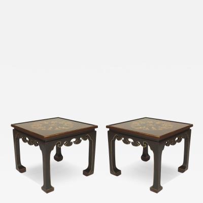 English Black Lacquered Chinoiserie End Table