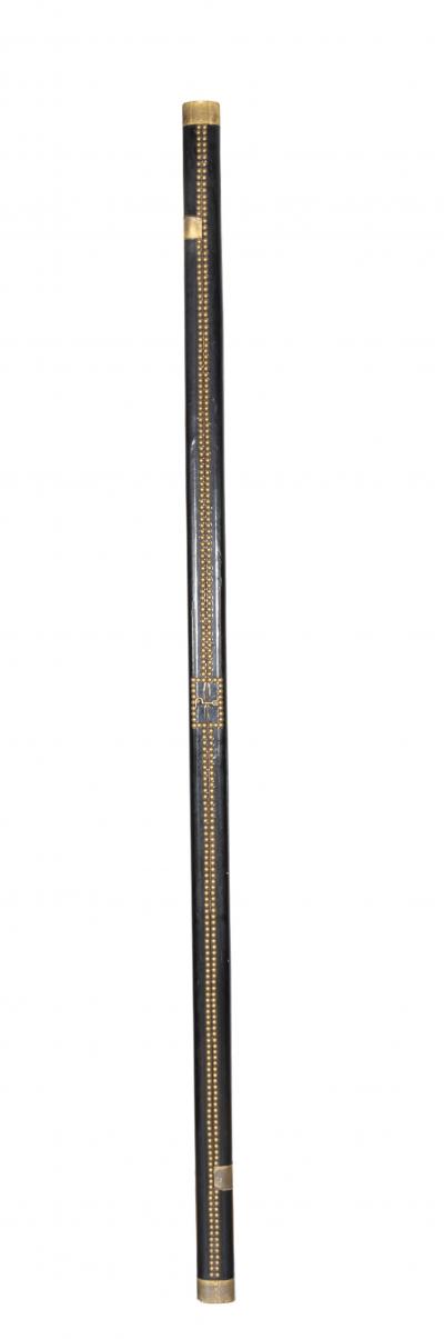 English Black Leather And Brass Stick Ladder