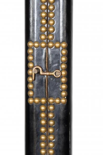 English Black Leather And Brass Stick Ladder