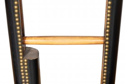 English Black Leather And Brass Stick Ladder