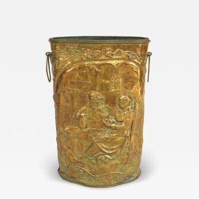 English Brass Hammered Umbrella Stand