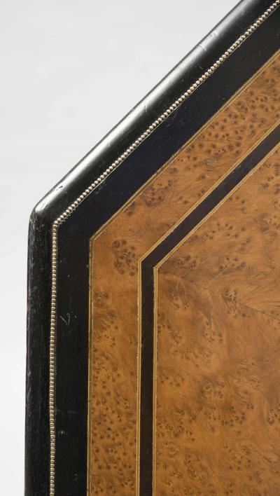 English Burl Elm Ebonized Inlaid Center Table Circa 1860