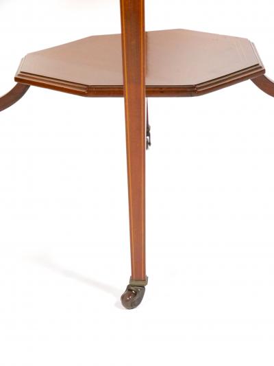 English Burl Mahogany Hexagonal Shape Inlay Decorated Top Center Table