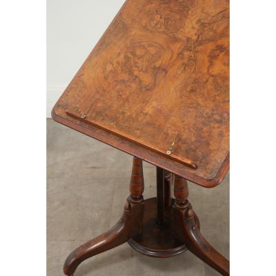 English Burl Walnut Sheet Music Stand