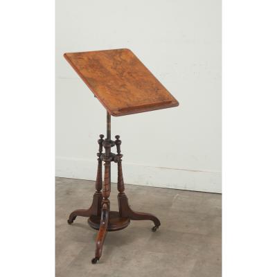 English Burl Walnut Sheet Music Stand