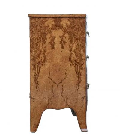 English Burr Walnut Bow Front Chest of Drawers circa 1870 with Bookmatch Veneer
