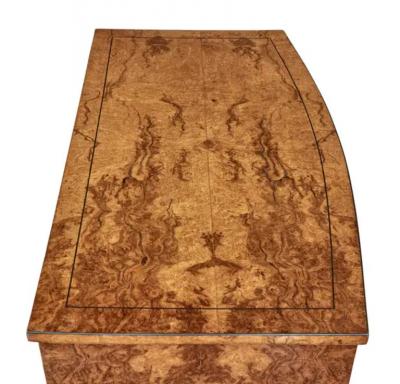 English Burr Walnut Bow Front Chest of Drawers circa 1870 with Bookmatch Veneer