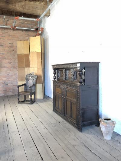 English Charles I 17th century Oak and Inlaid Court Cupboard