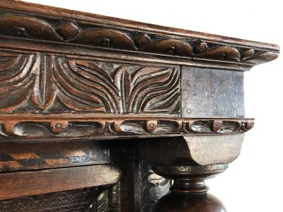 English Charles I 17th century Oak and Inlaid Court Cupboard