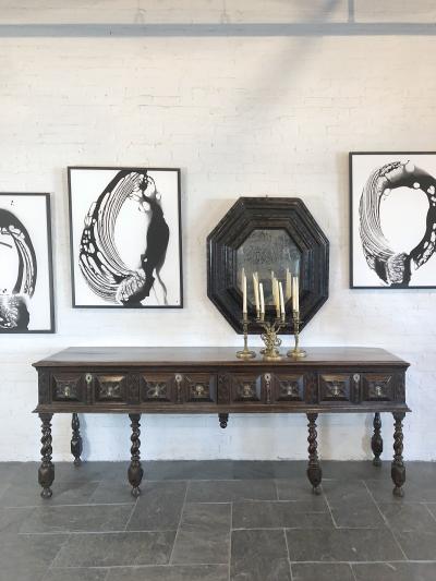 English Charles II Oak Long low Dresser Sideboard ca 1670