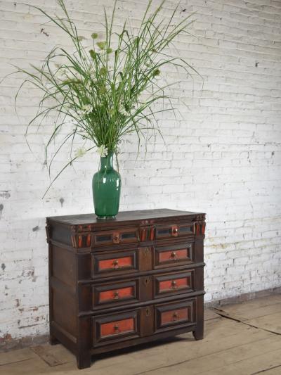 English Charles II Oak and partly stained 17th Century Commode