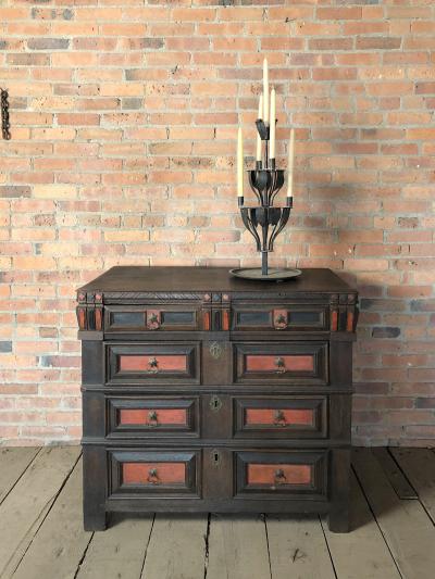 English Charles II Oak and partly stained 17th Century Commode