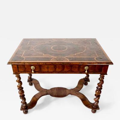 English Charles II Olivewood Oyster Veneer Side Table circa 1680