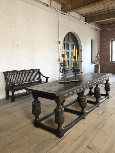 English Charles II Spindle Back 17th Century Oak Settle ca 1650 1670