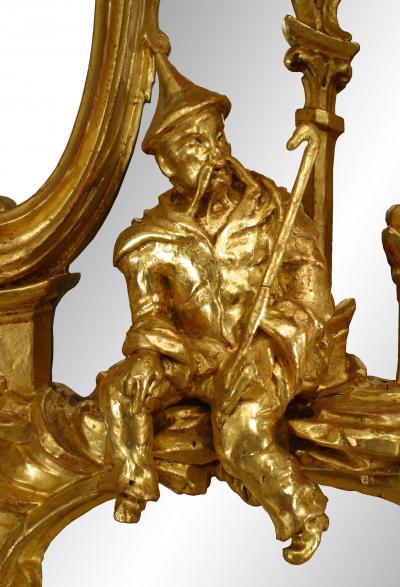 English Chinese Chippendale Gilt Wood Johnson Mirror