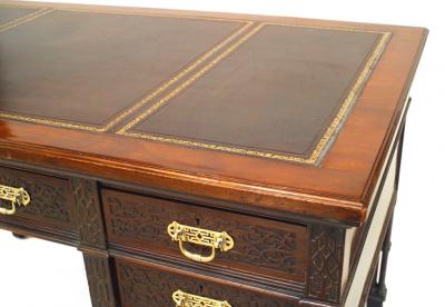 English Chinese Chippendale Mahogany Desk