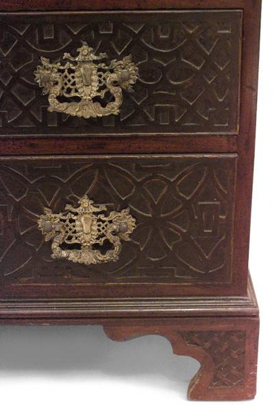 English Chinese Chippendale Mahogany Secretary