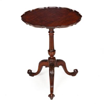English Chippendale Antique Carved Mahogany Pie Crust Table ca 1760