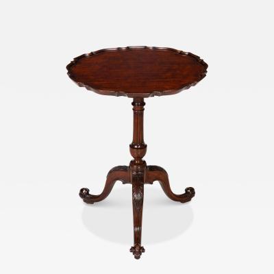 English Chippendale Antique Carved Mahogany Pie Crust Table ca 1760