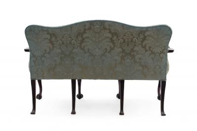 English Chippendale Blue Damask Settee