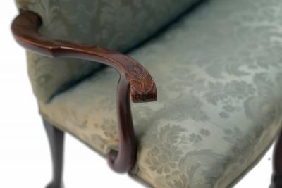 English Chippendale Blue Damask Settee