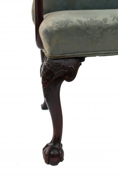 English Chippendale Blue Damask Settee