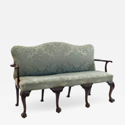 English Chippendale Blue Damask Settee