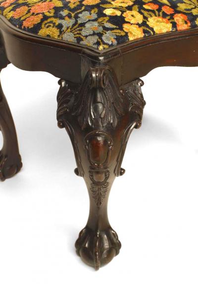 English Chippendale Cut Velvet Bench