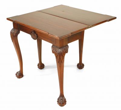 English Chippendale Mahogany Flip Top Console Table