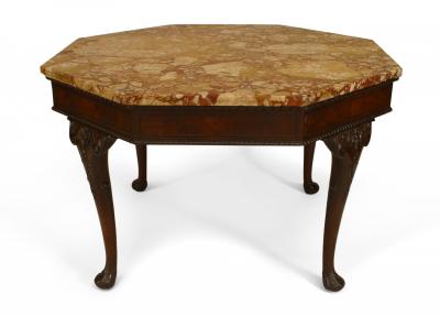 English Chippendale Mahogany Marble Center Table