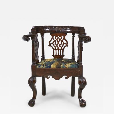 English Chippendale Mahogany Round Back Armchair