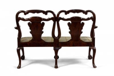 English Chippendale Mahogany Velvet Loveseat