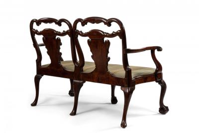 English Chippendale Mahogany Velvet Loveseat