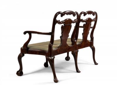 English Chippendale Mahogany Velvet Loveseat