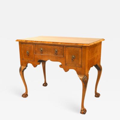 English Chippendale Style Burl Walnut Veneer Lowboy