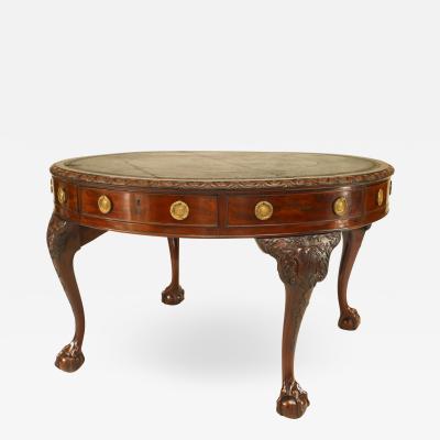 English Chippendale Style Mahogany Leather Center Table