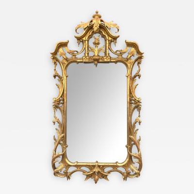 English Chippendaled Style carved giltwood mirror in the Chinese taste