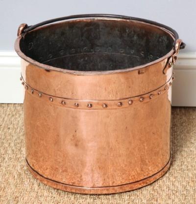 English Copper Bucket with Riveted Seams