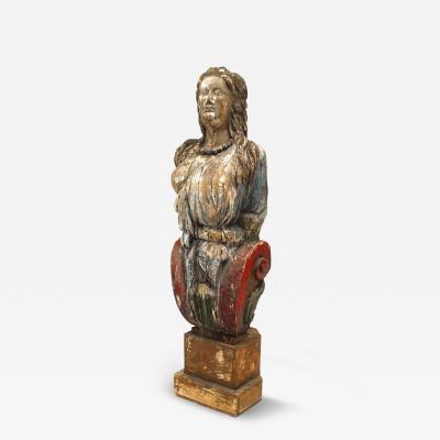 English Country Carved Lady Figurehead
