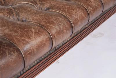 English Country House Tufted Leather Ottoman