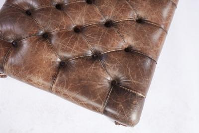 English Country House Tufted Leather Ottoman