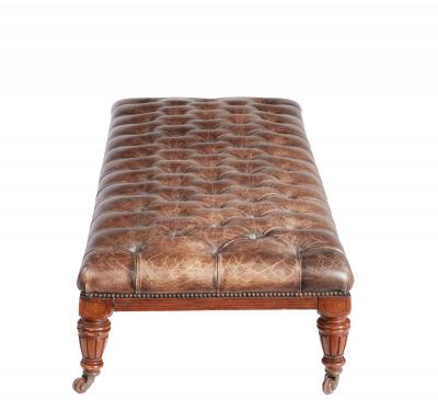 English Country House Tufted Leather Ottoman