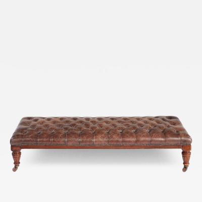 English Country House Tufted Leather Ottoman