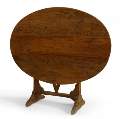 English Country Wine Tasting Oval Pine End Table