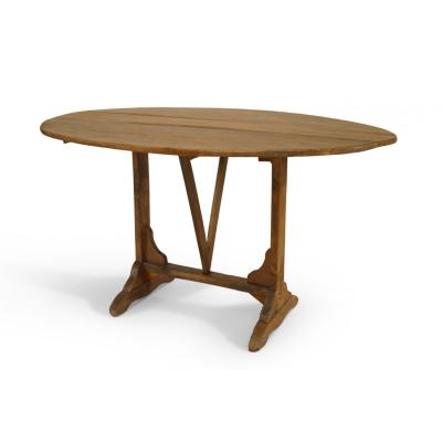English Country Wine Tasting Oval Pine End Table