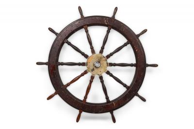 English Country Wooden Ship Wheel