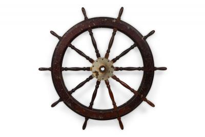 English Country Wooden Ship Wheel
