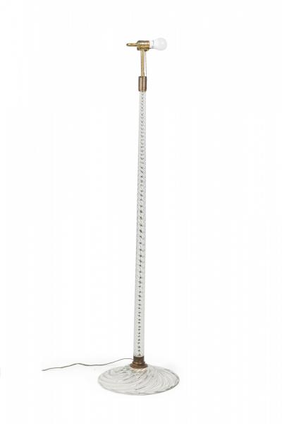 English Cut Crystal Glass Floor Lamp with Pleated Swirl Fringed Shade