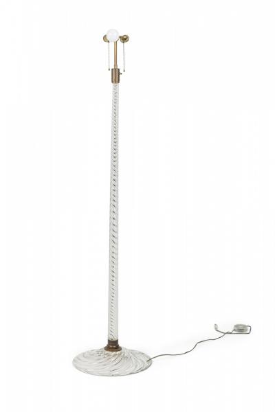 English Cut Crystal Glass Floor Lamp with Pleated Swirl Fringed Shade