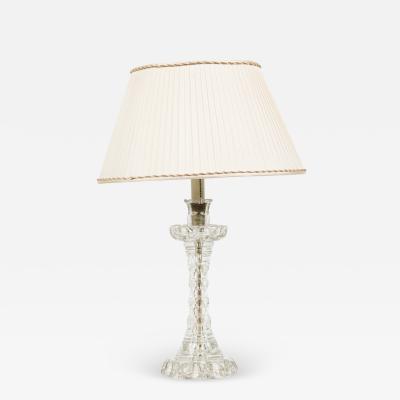 English Cut Crystal Glass Table Lamp in a Geometric Design with Pleated Shade
